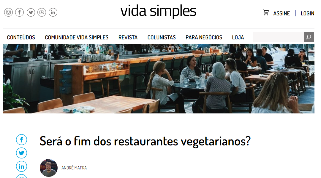 Será o fim dos restaurantes vegetarianos? – Coluna Vida Simples